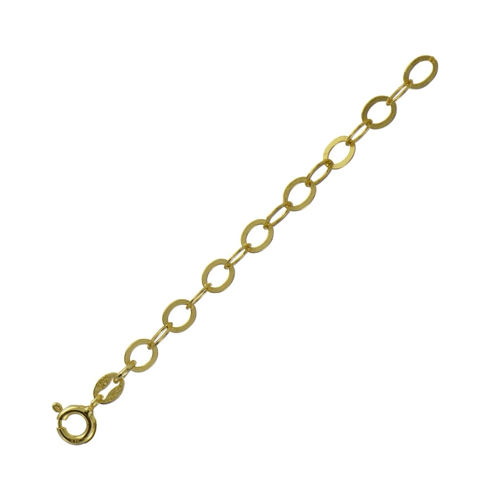 Gold Tone over 925 Silver Flat Oval Link Extender for Pendants Necklaces, 5.5″