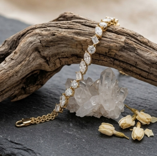 10 ct Marquise Simulated Diamond Tennis Unisex Bracelet 14k Yellow Gold Plated