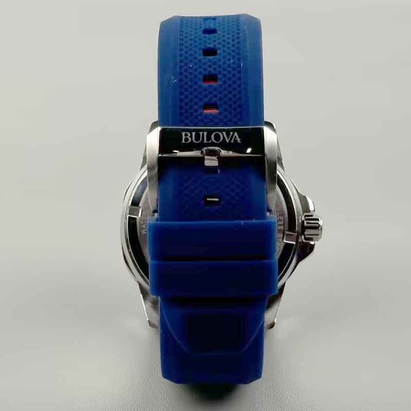 Bulova Marine Star 98A225 Automatic White Dial Blue Rubber Strap Men’s Watch