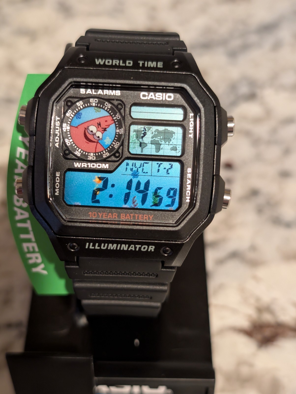 Patrick Star Meme inspired Mod Casio AE1200 Mod | World time watch | Cartoon |