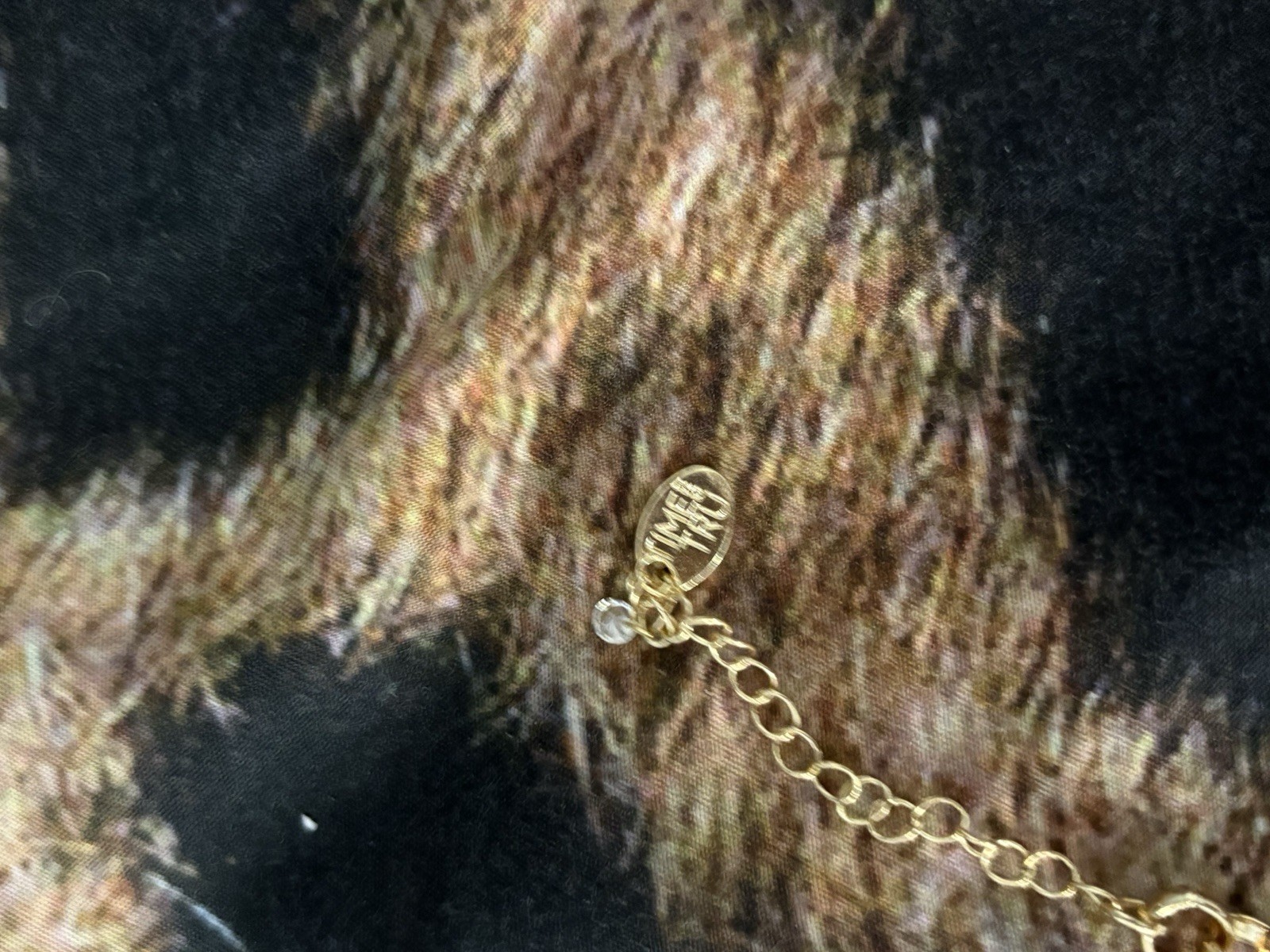Gold Tone Cable Chain Necklace Adjustable Extender Clear Crystal Charm TIMETRU