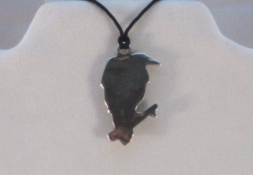 Raven Pendant Lead free Safe Pewter 1-1/2″ x 1″ Corded Made in USA Eco Smart