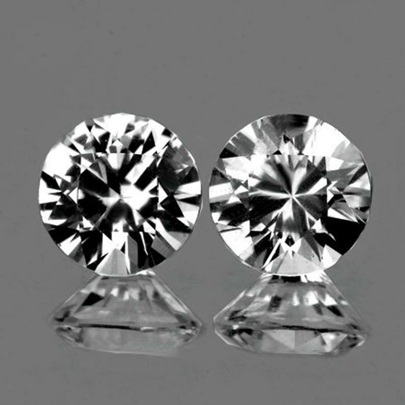 White Zircon Round 5.00 mm 2 pieces , Flawless-VVS, Natural Loose Gemstone