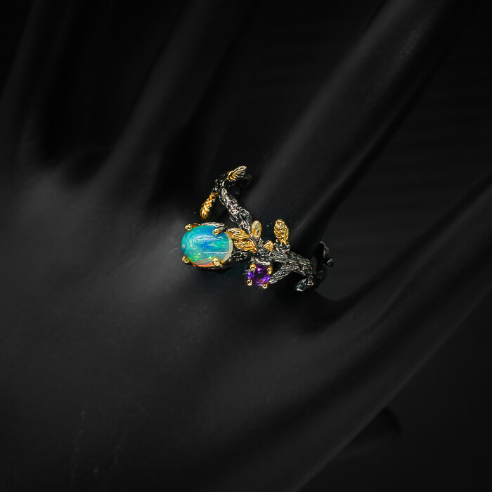 Natural Not Heated Opal Silver Ring 925 Sterling / RVS270
