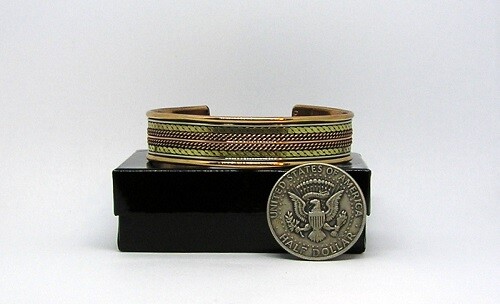 New Copper & Brass Cuff Bracelet, 6.5 X 5/8th Inch Tarnish Resistant Non-Toxic