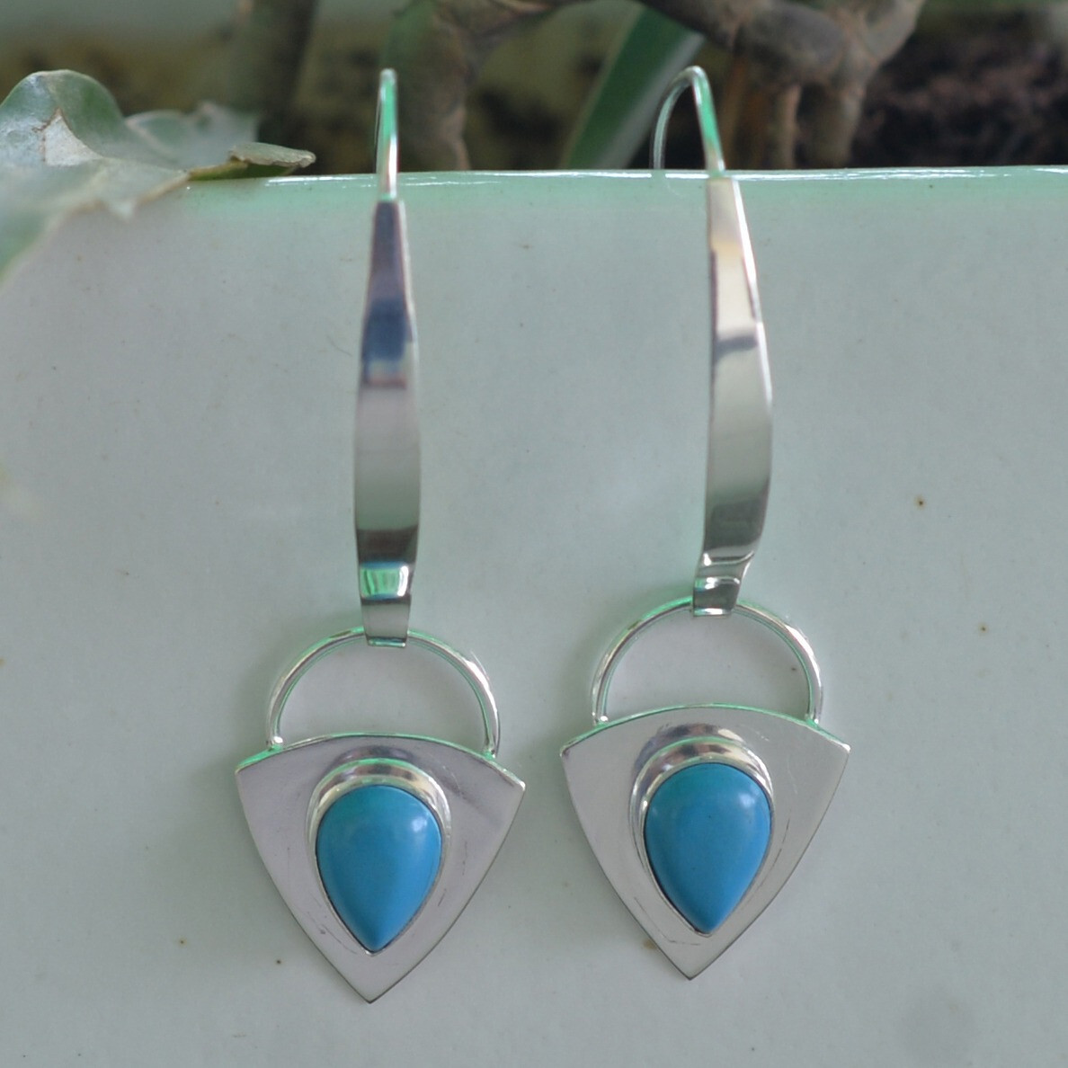 Sleeping Beauty Turquoise Gemstone Earring 925 Sterling Silver Handmade Jewelry