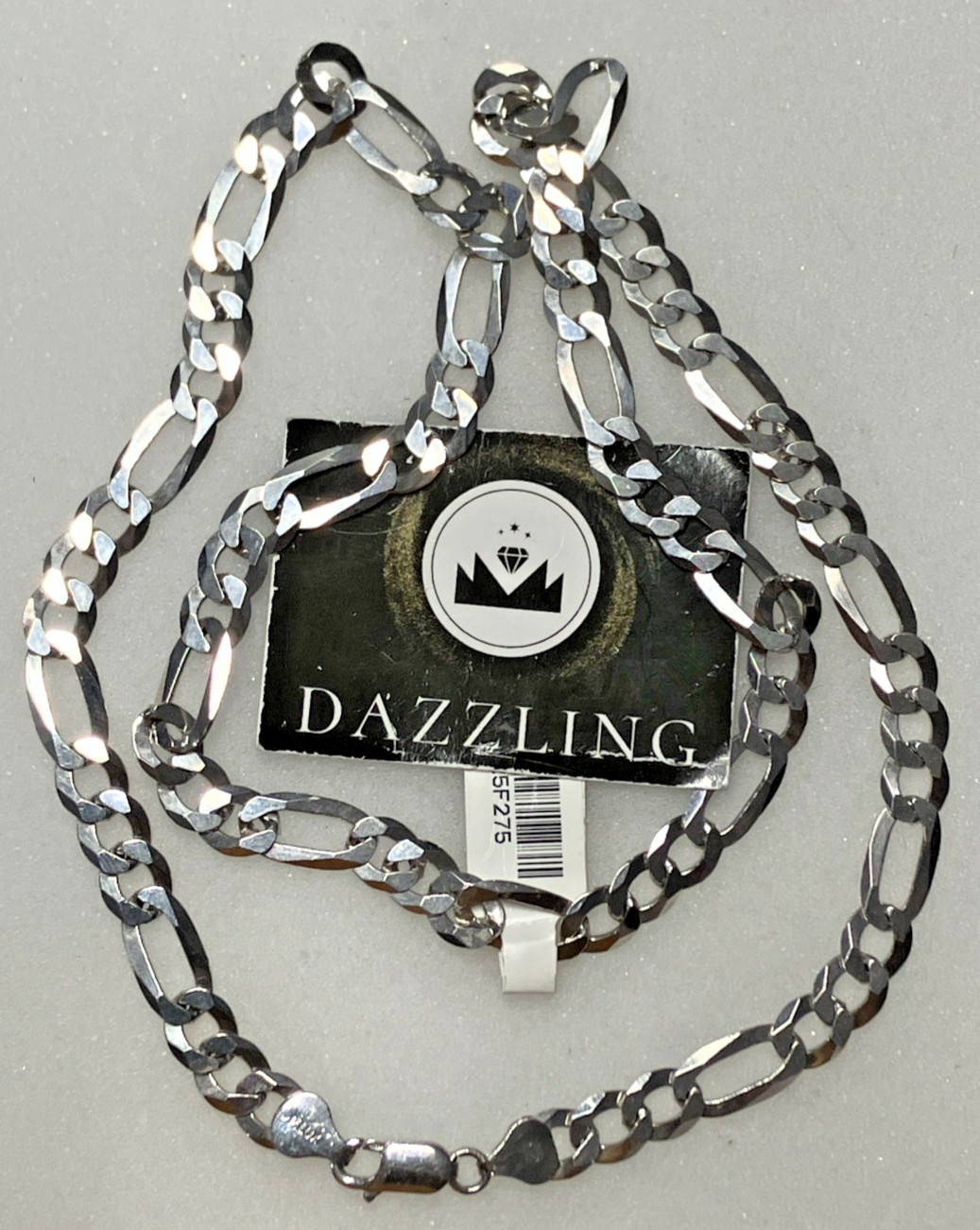 925 Sterling Silver Italy Solid Figaro Chain 27.5grams 7.6mm 24” New wit Tag