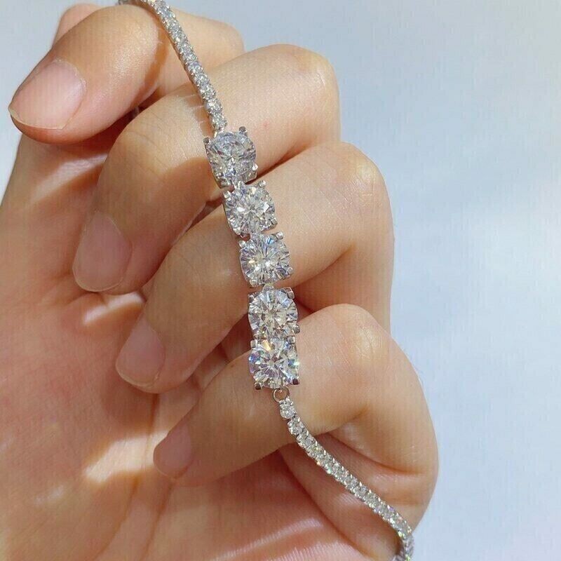20Ct Round Cut Lab Created Diamond Tennis Bracelet 14K White Gold Finish