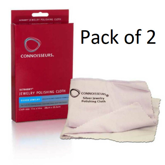 Silver Jewelry Polishing Cloth Connoisseurs 11″ x 14″ Ultra Soft Cleaner 2PK