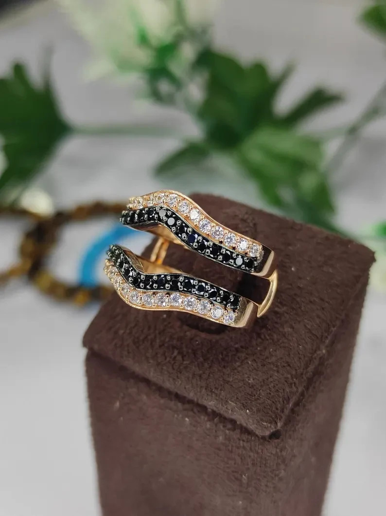 2Ct Round Lab Created Moissanite Enhancer Guard Band Ring 14K Rose Gold Plated