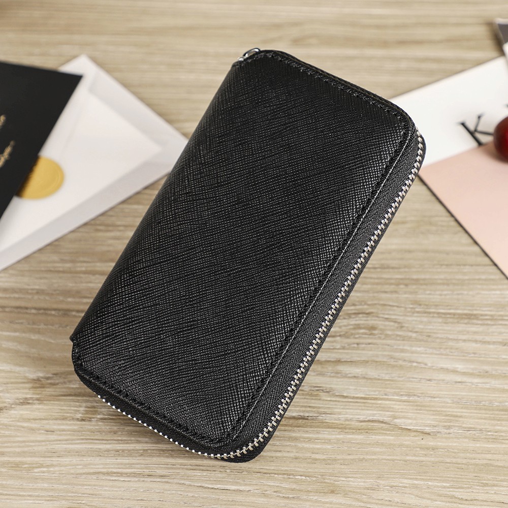Saffiano Leather 2 Slot Watch Pouch Travel Case 5.9″ Suede Interior Zip