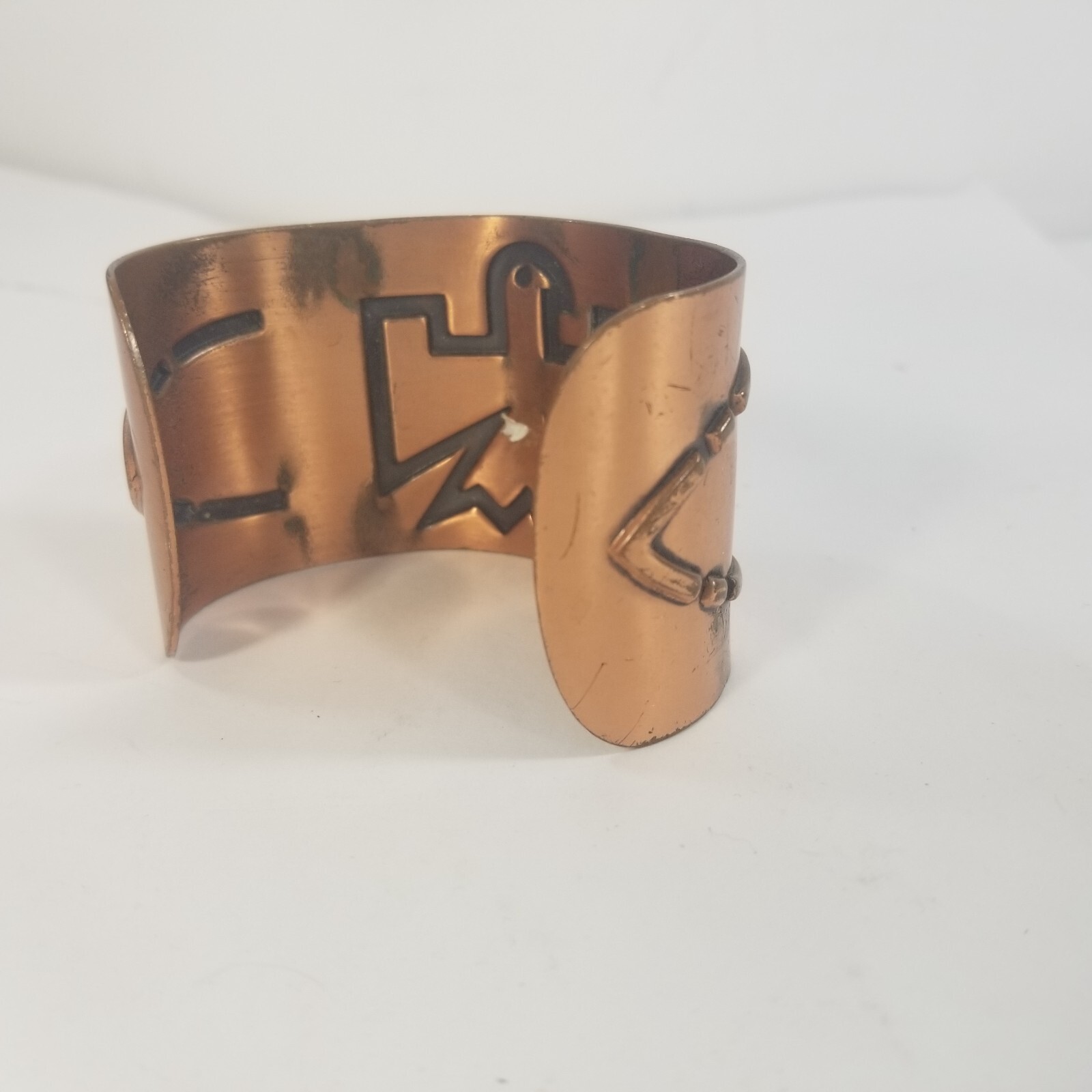 Vintage Wide Copper Cuff Bracelet Native American Thunderbird