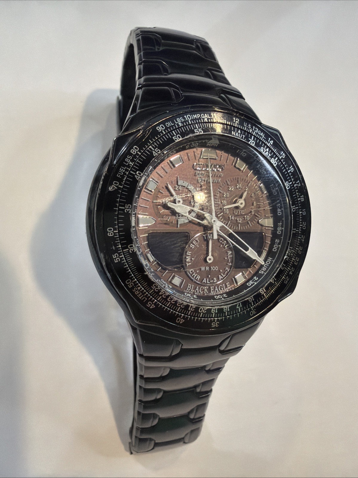 Citizens Ecodrive Sky Hawk Black Eagle Used Condition – Stainless Steel Band