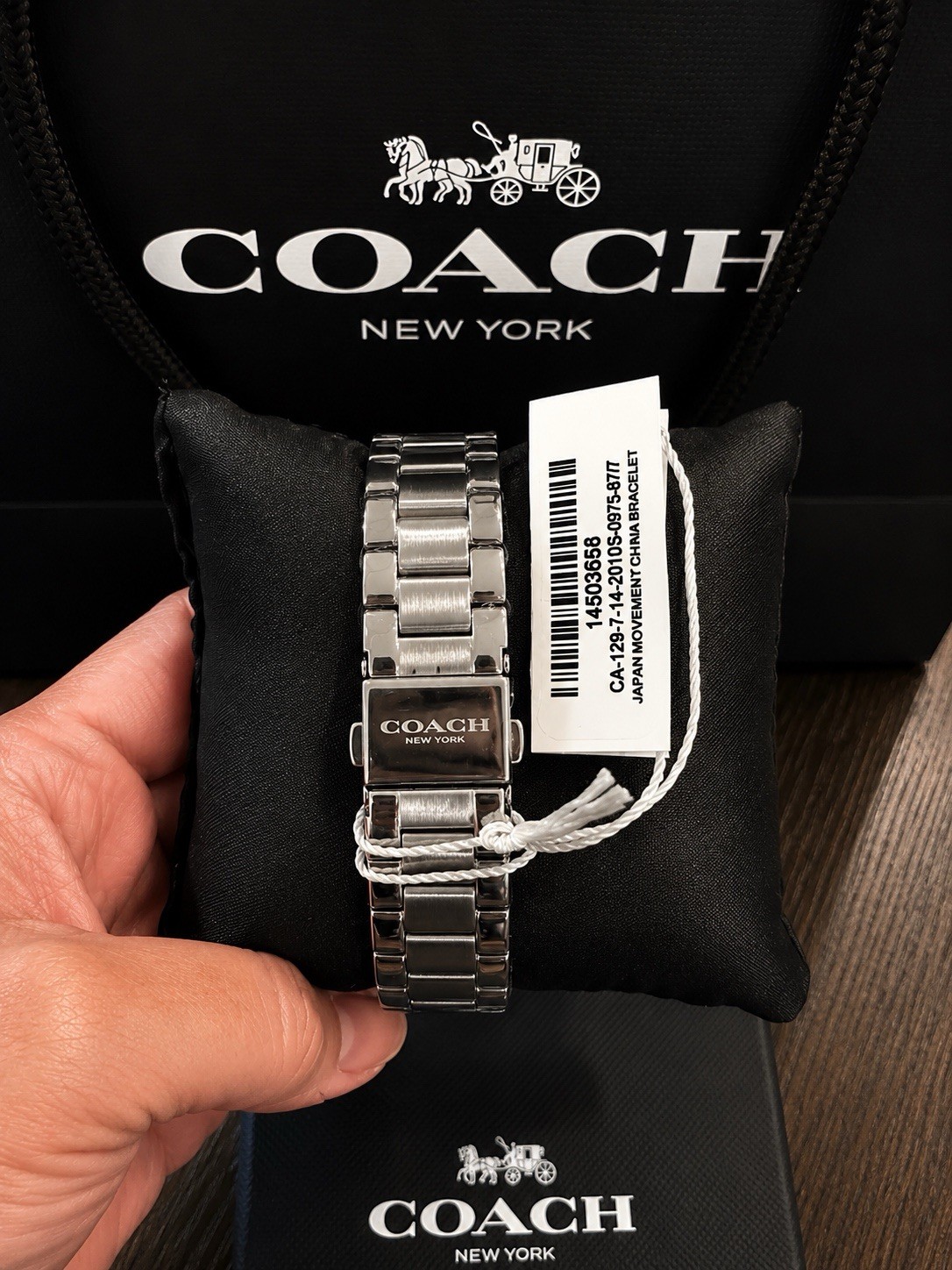 Coach Rainbow Crystal Bezel Silver Pavé Dial Quartz 36mm 30m w/ Box