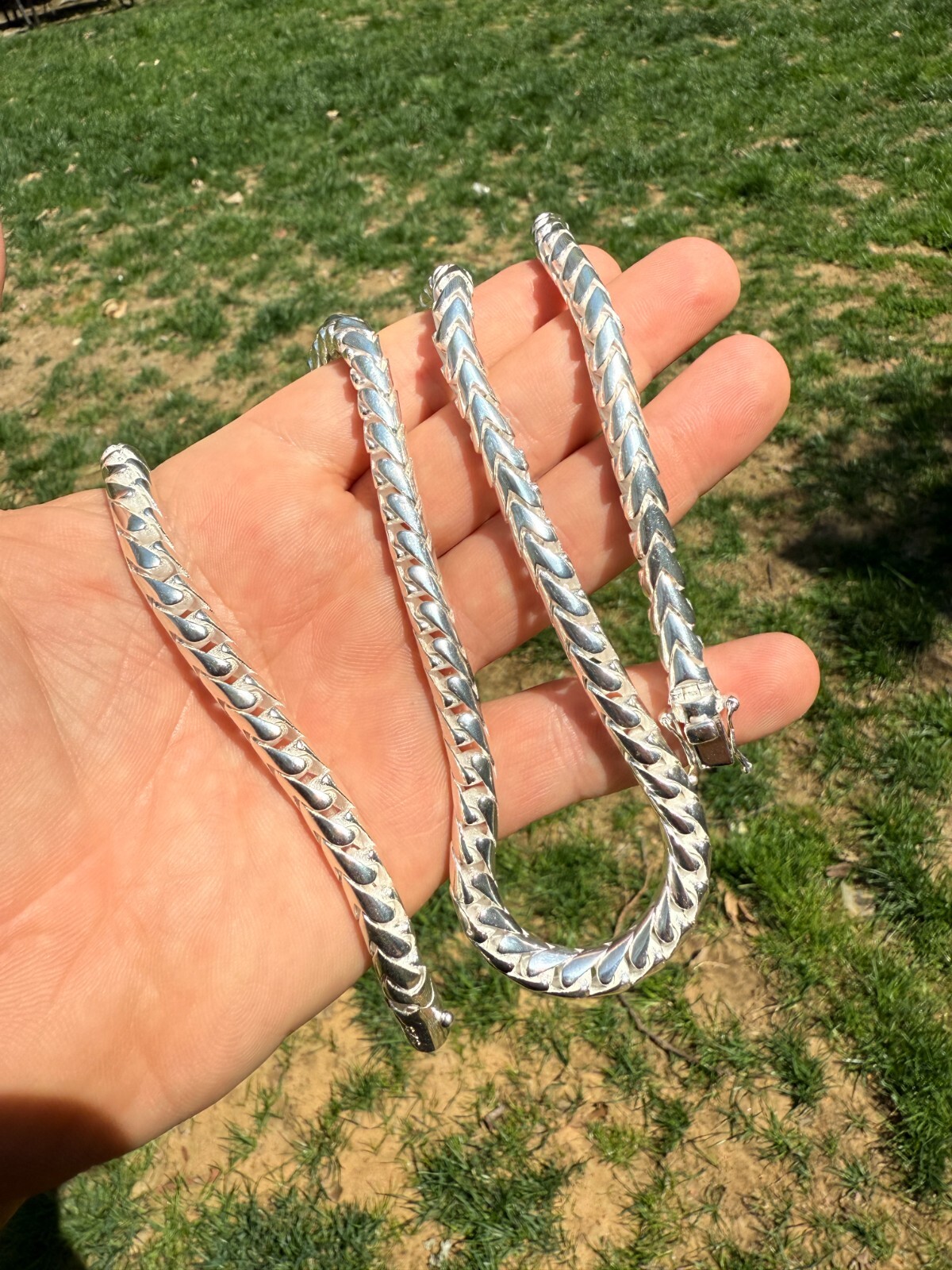 Real Solid 925 Silver Round Franco Chain 5-7mm Necklace Handmade W. Box Clasp