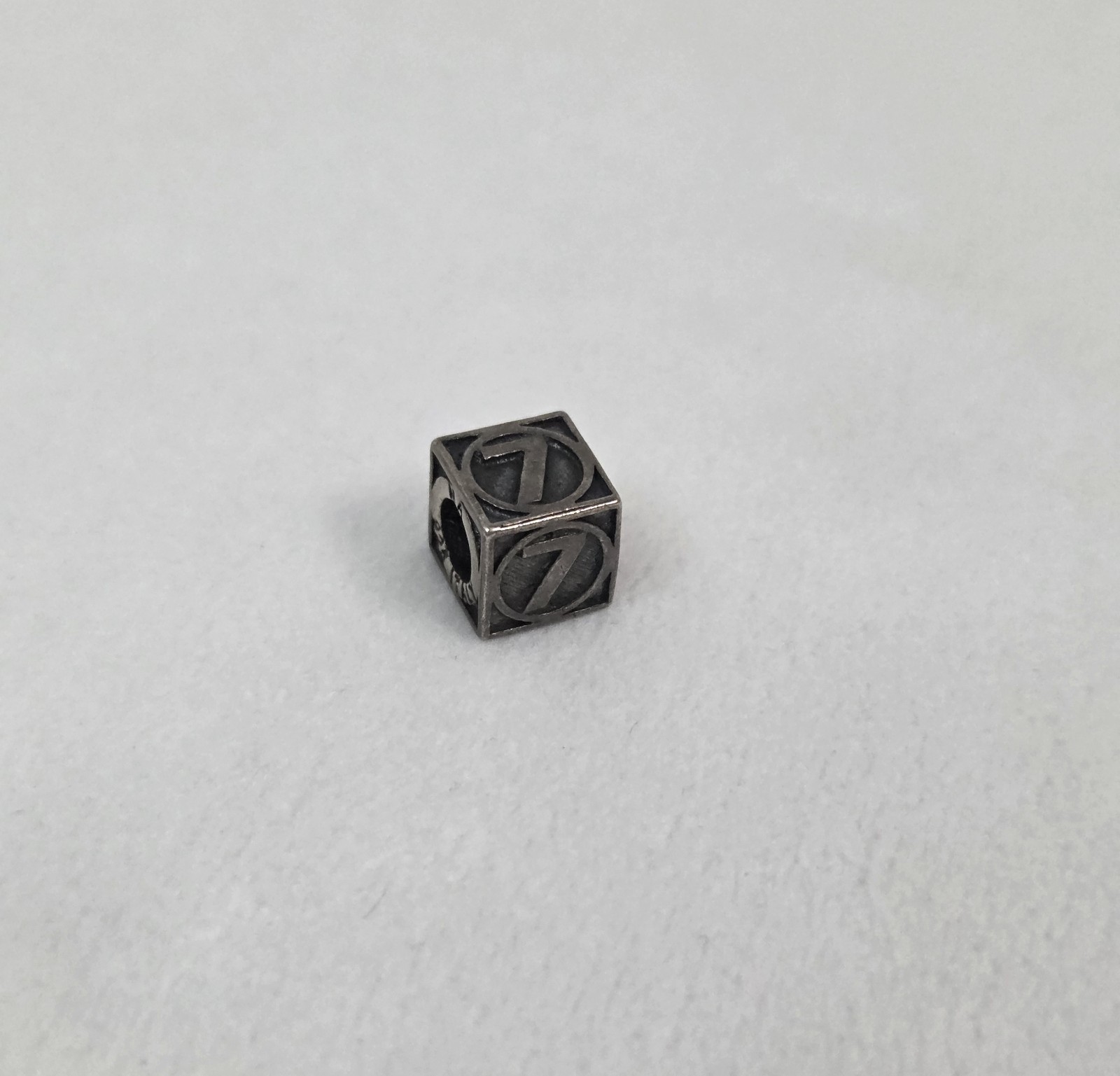Michael Anthony Sterling Silver Cube Charm Number 7 Block Shaped Pendant