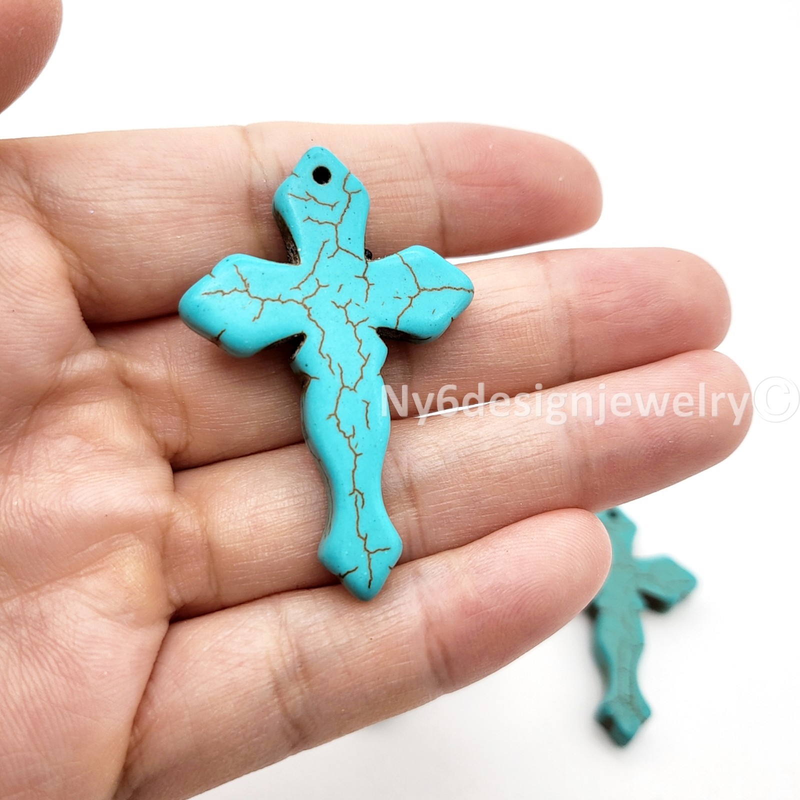 29x44mm Multicolor Cross Gemstone Bead Howlite Magnesite Turquoise Cross Pendant