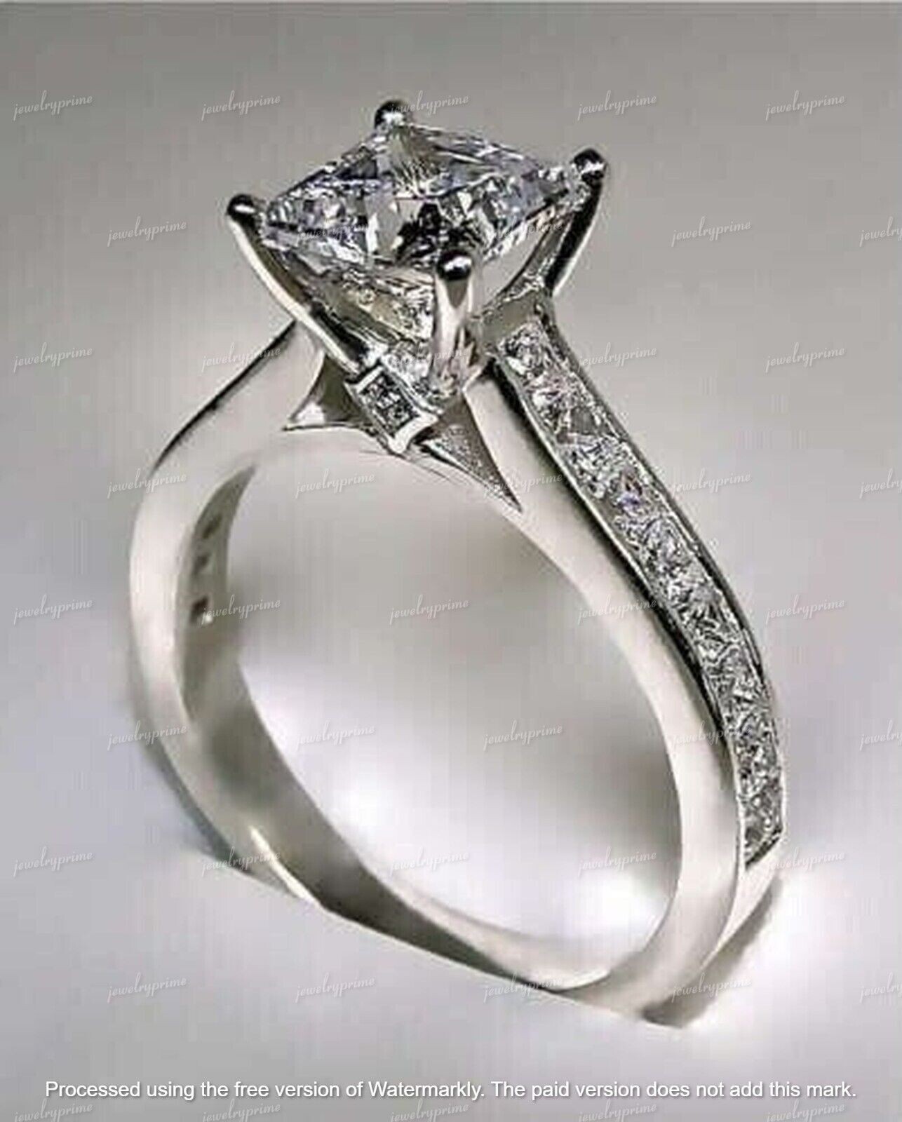 2 Ct White Princess Cut Lab Created Diamond Solitaire Engagement Ring 925 Silver
