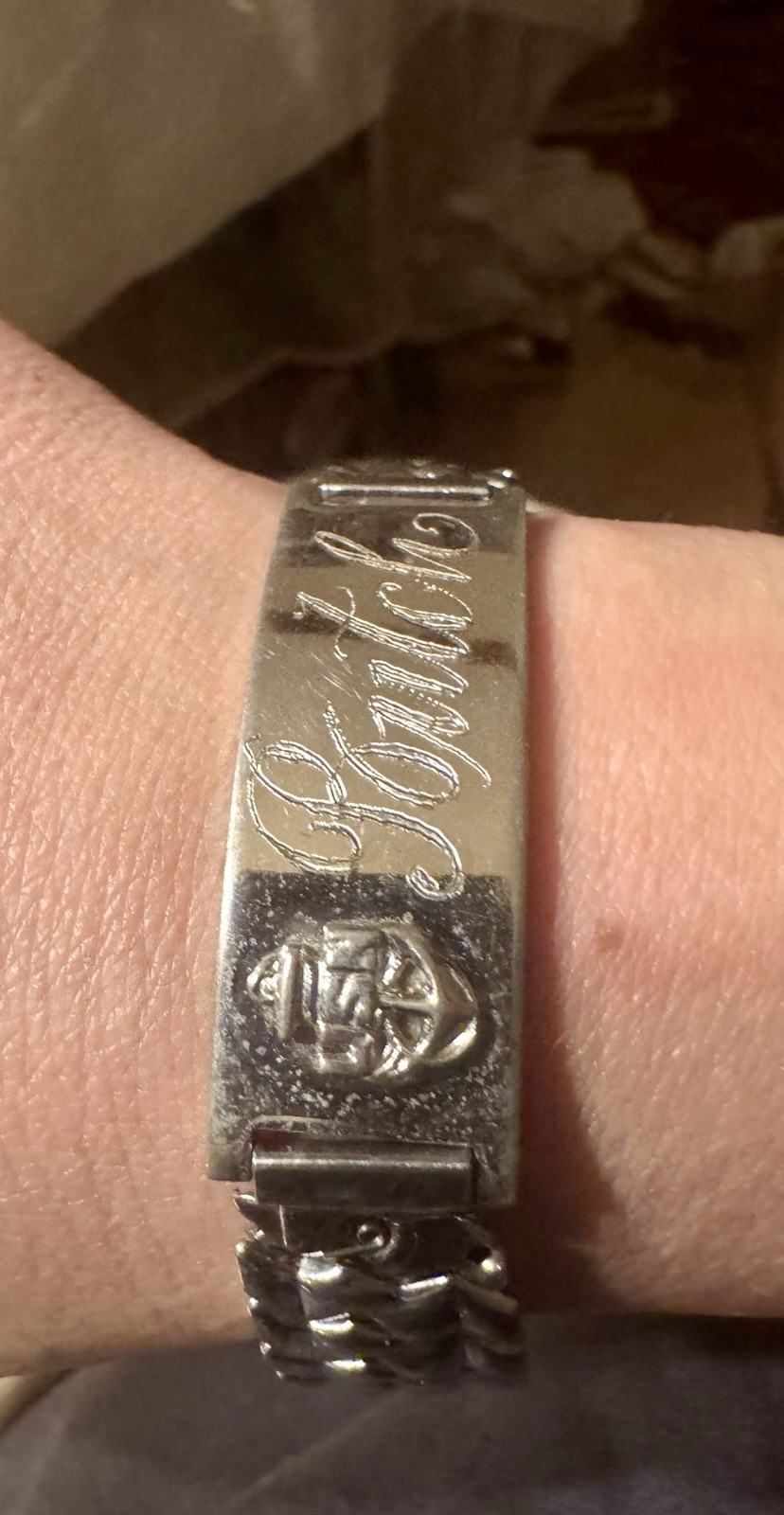 Vintage USN US Navy Silver Expansion ID Identification Bracelet 1956