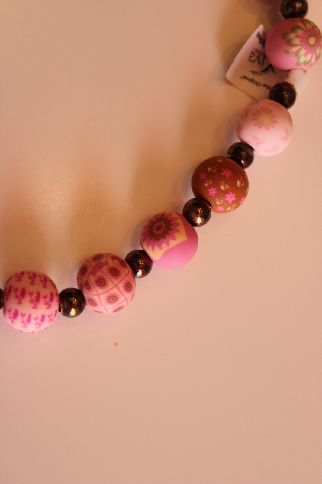 Viva 18” Pink Clay Beads/ Beaded Necklace stretch