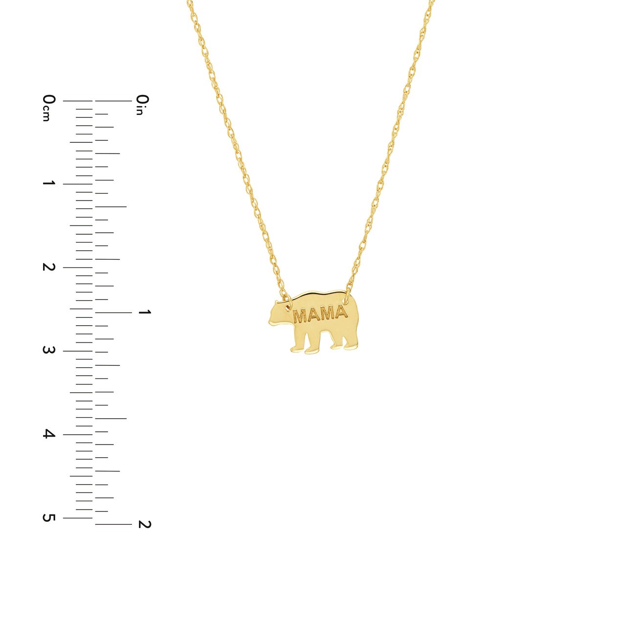 0.75mm Adjustable Mama Bear Necklace Real 14K Yellow Gold