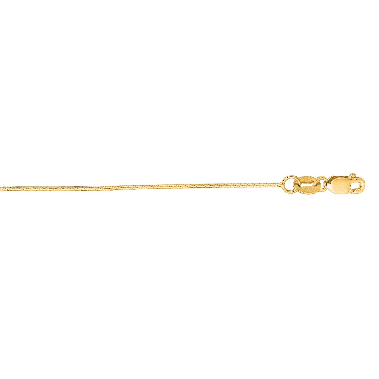 0.7mm Round Snake Chain Necklace Real 14K Yellow Gold