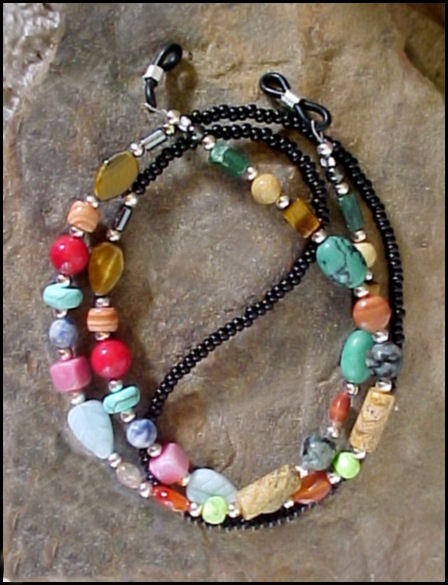 Multi Gemstone Assorted SHAPES Eyeglass Chain Leash