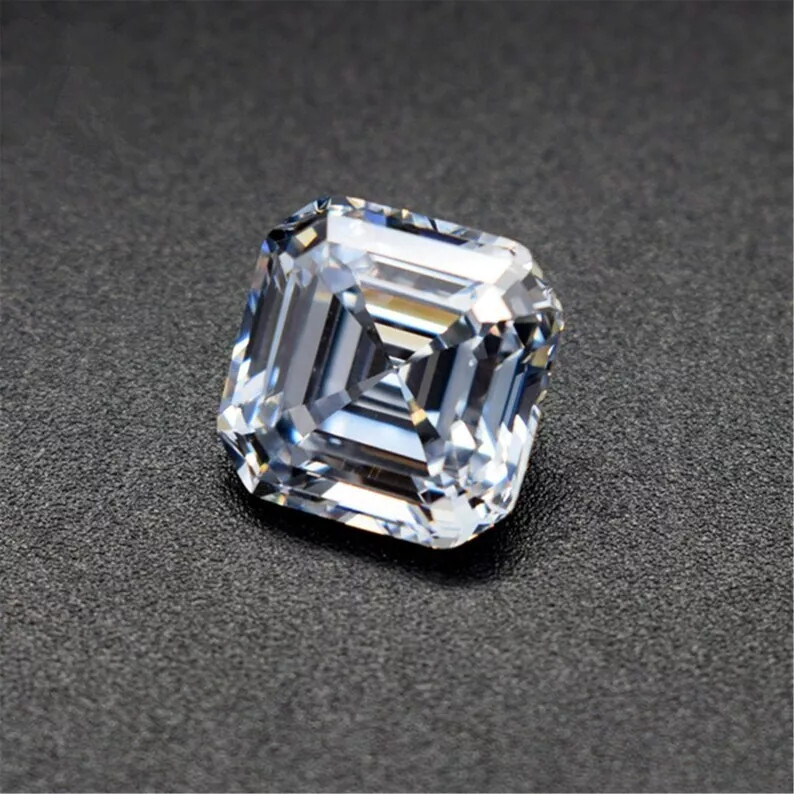 2pcs 5.5×5.5mm Asscher Cut D Color Lab Grown Diamond IF Clarity GIE Certified