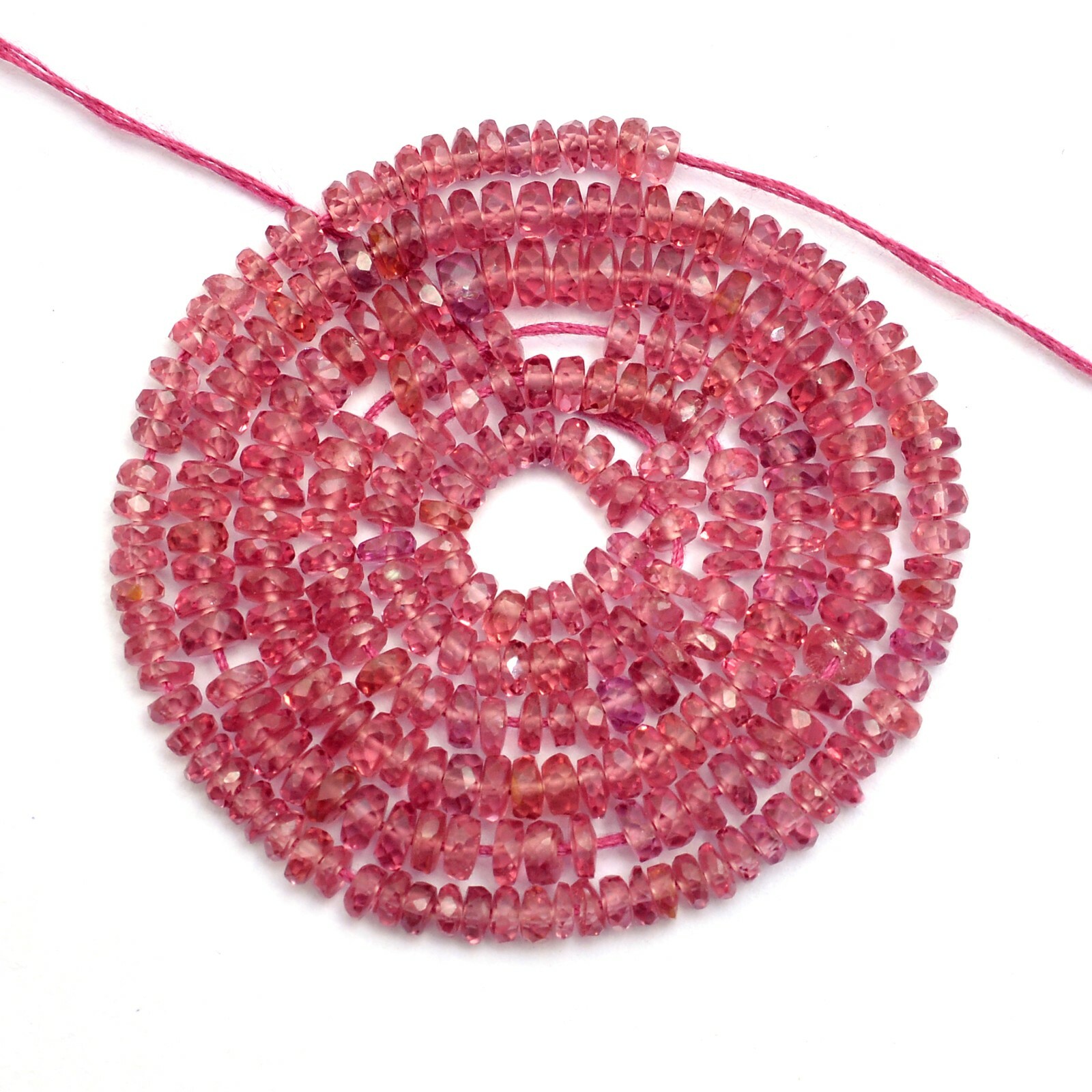 AAA+ Malaya Garnet Gemstone 3mm-4mm Rondelle Faceted Loose Beads | 16inch Strand