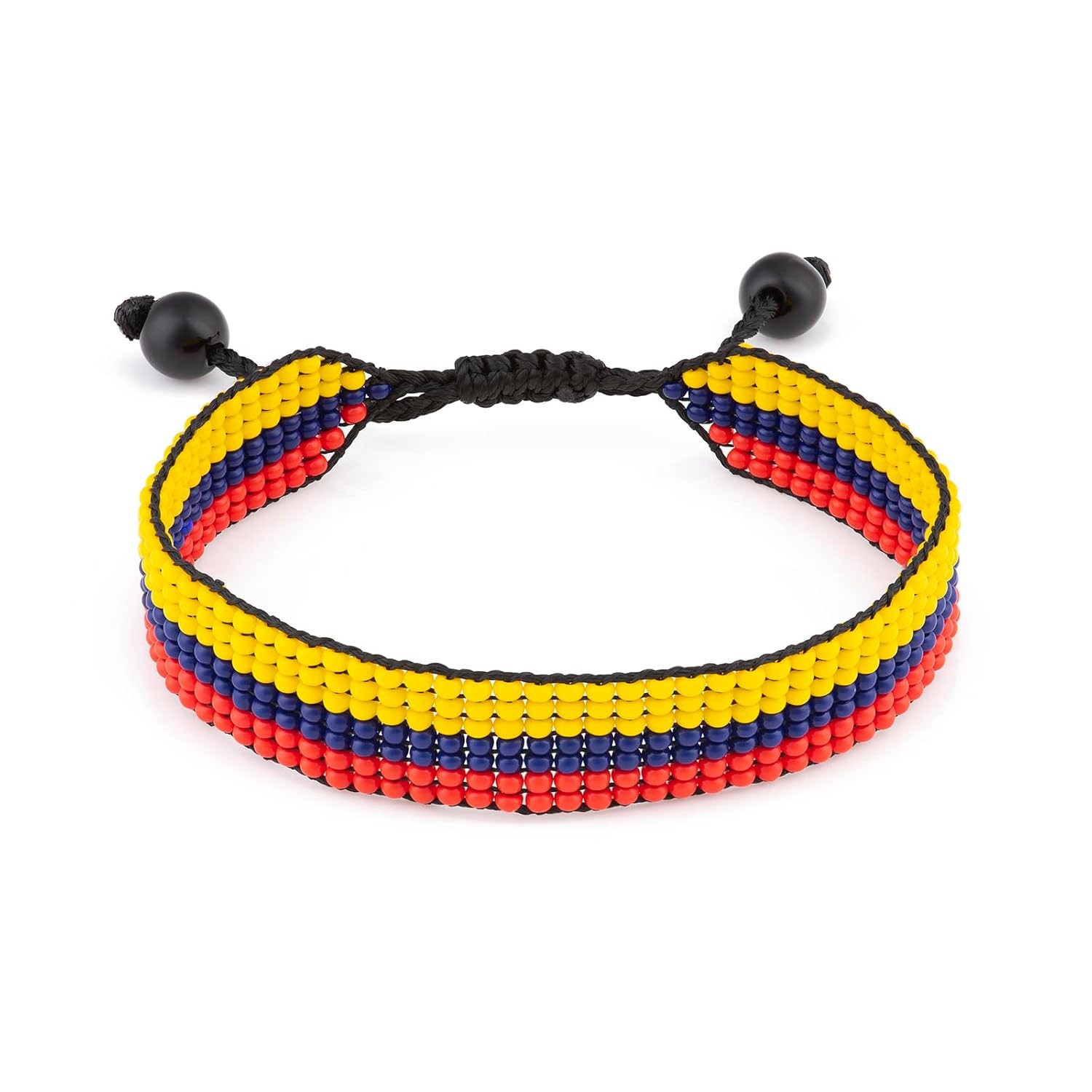 Colombia Flag Bracelet: Handmade Bracelet, Adjustable Beaded String Boho-Style