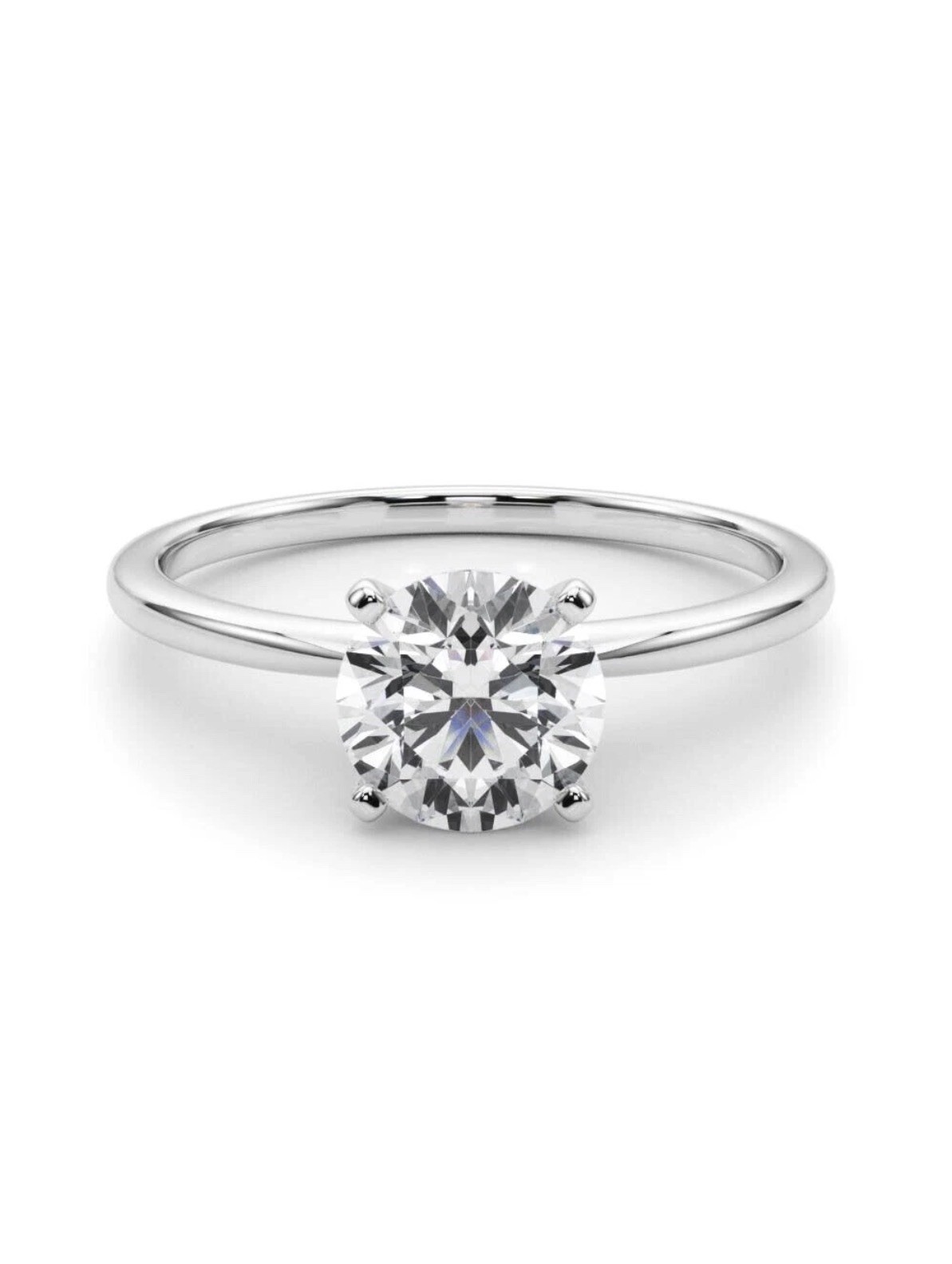 14K White Gold Round Lab Grown Diamond Engagement Ring .50ctw Size 7