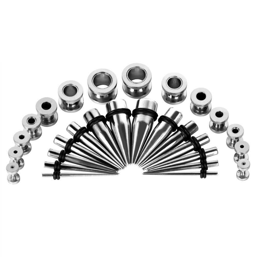 64Pcs Taper Kit Set Tunnel Gauges Acrylic Plug Ear Stretching Expander 14G-00G