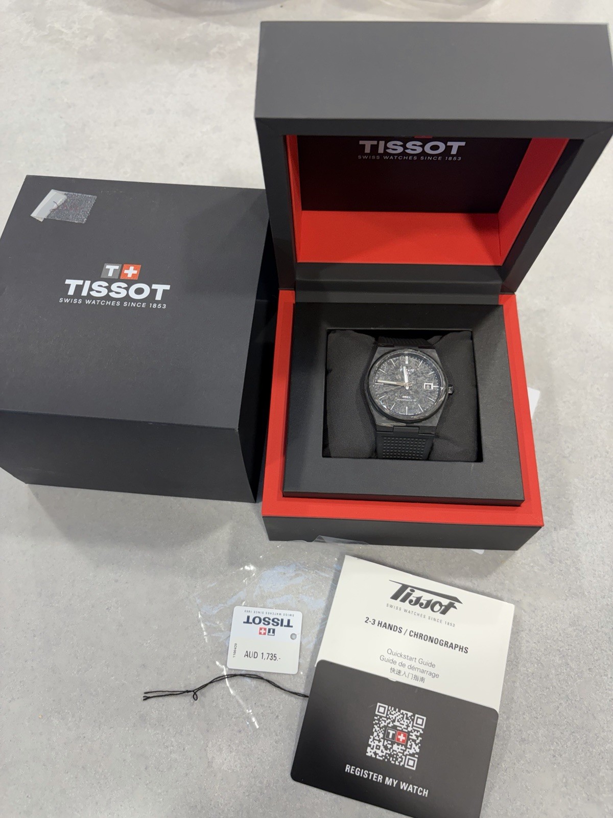 Tissot PRX Powermatic 80 Carbon Automatic 40mm Black Dial Rubber Strap
