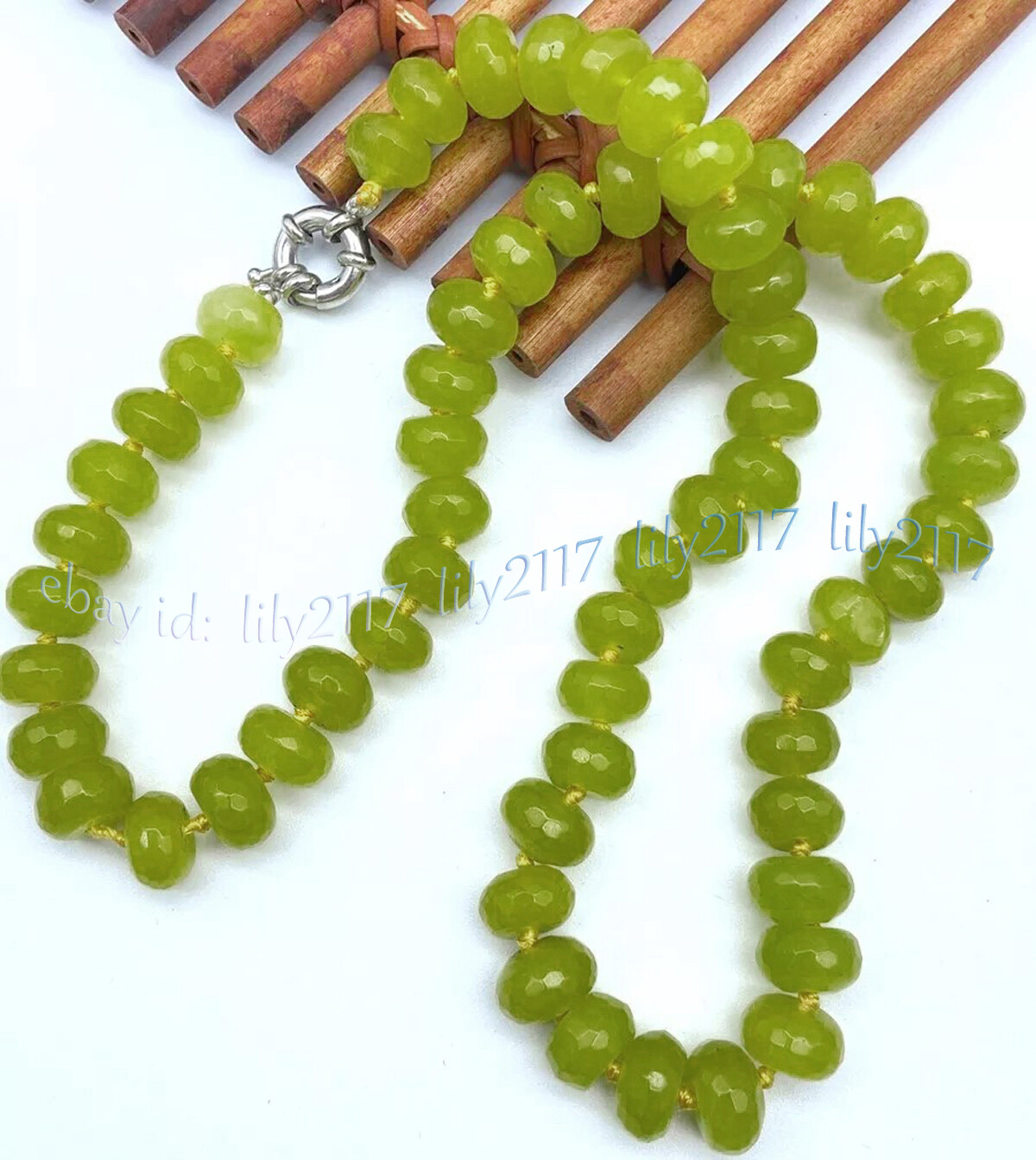 Faceted 5x8mm Natural Green Peridot Rondelle Gemstone Beads Necklaces 14-48”