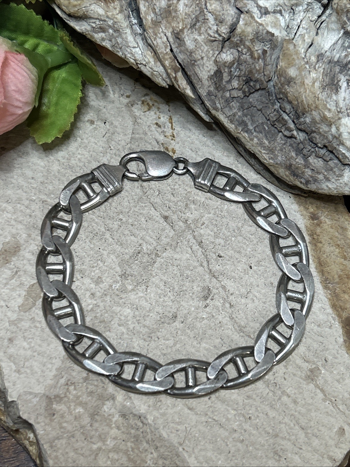 41. Vintage Sterling 925 Mariner Link Chain Bracelet 8 1/2″. 36.3g. Italy Unx