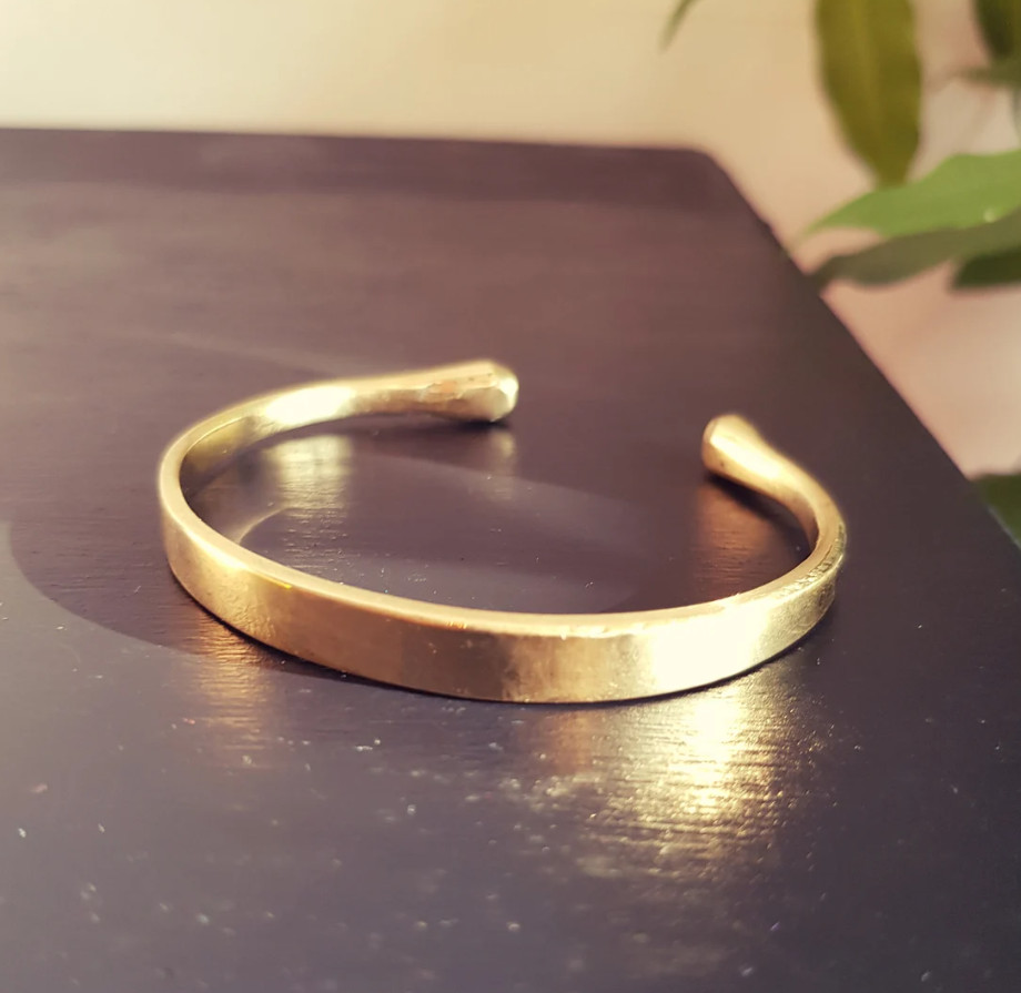 Gold Plated Cuff Bracelet Handmade Regular Wear Men’s Brass Bangle For Gift