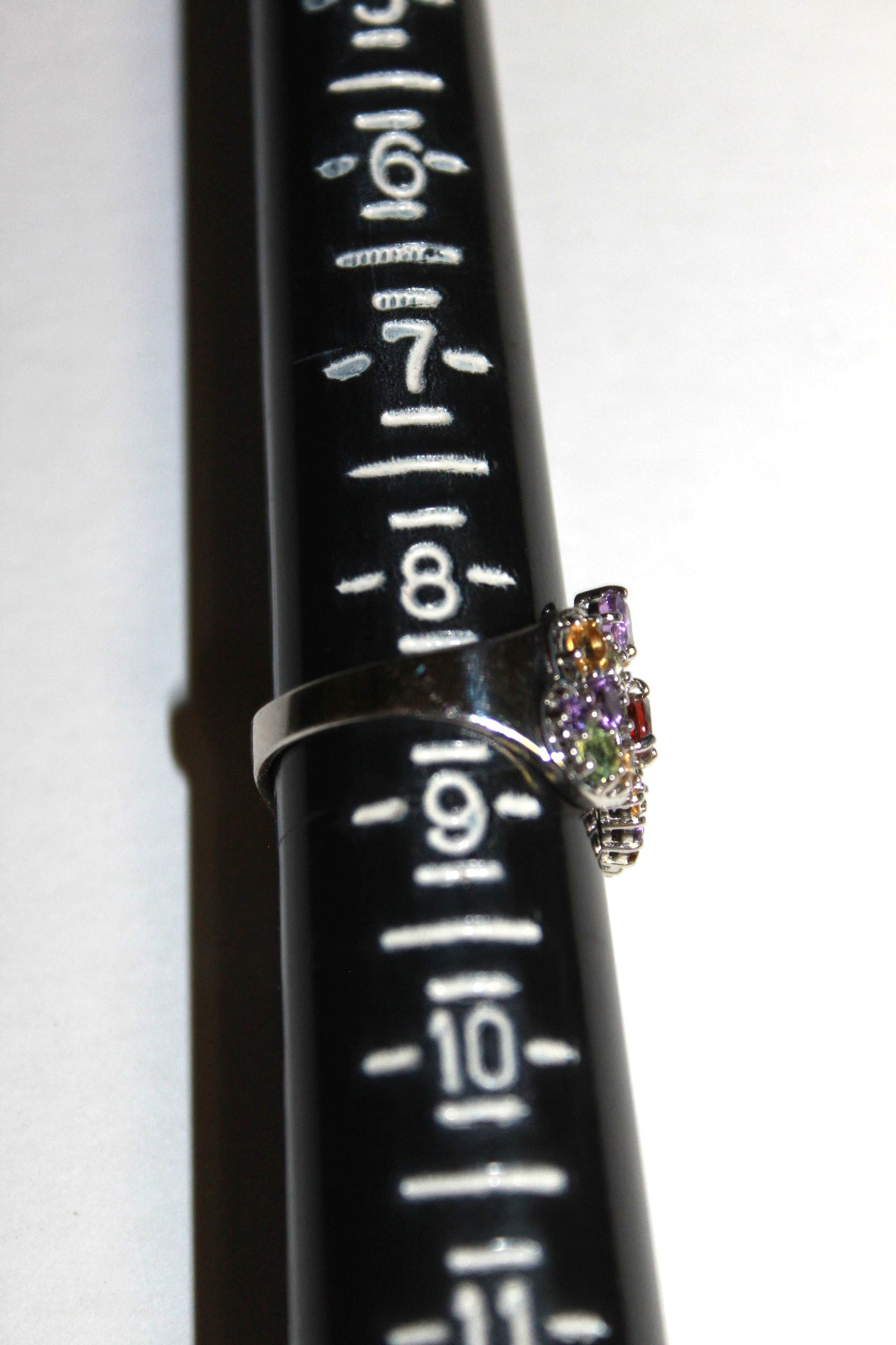 SIGNED BBJ 925 BANGKOK STERLING SILVER AND MULTI GEMSTONE RING SIZE 8 1/2