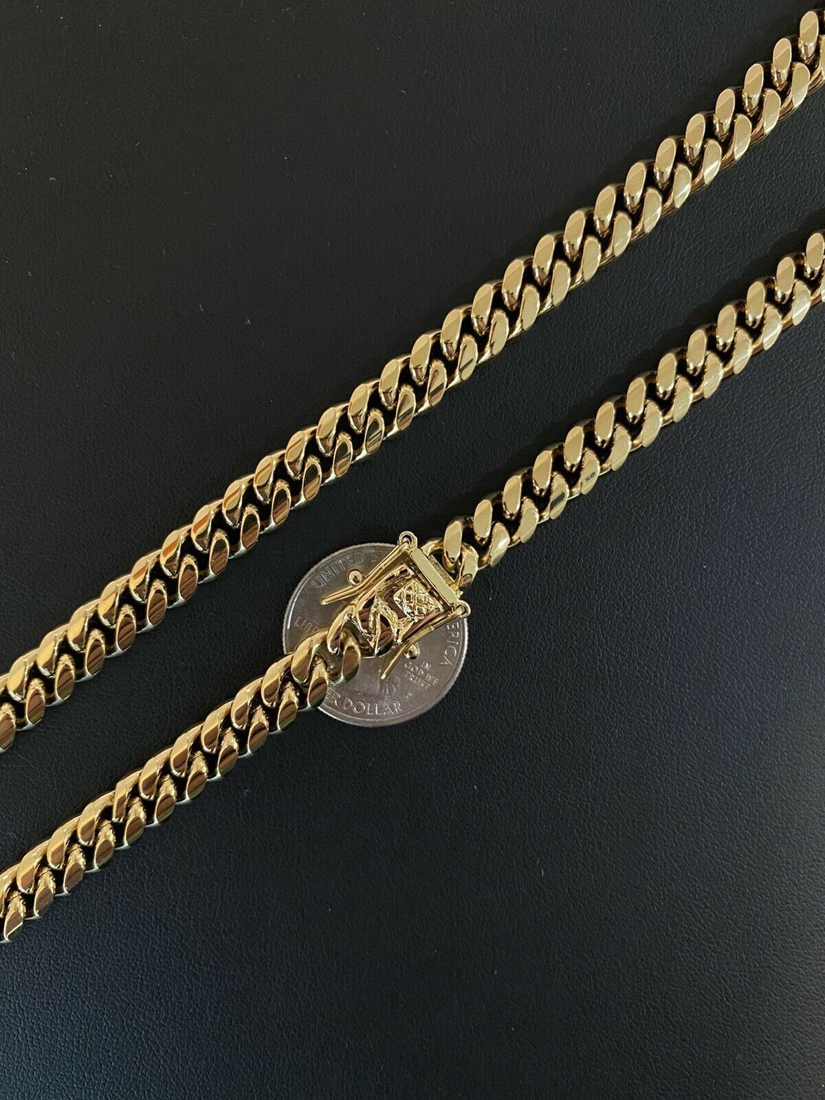 Real Miami Cuban Link Chain 14k Gold Plated Stainless Mens Necklace Choker 8mm