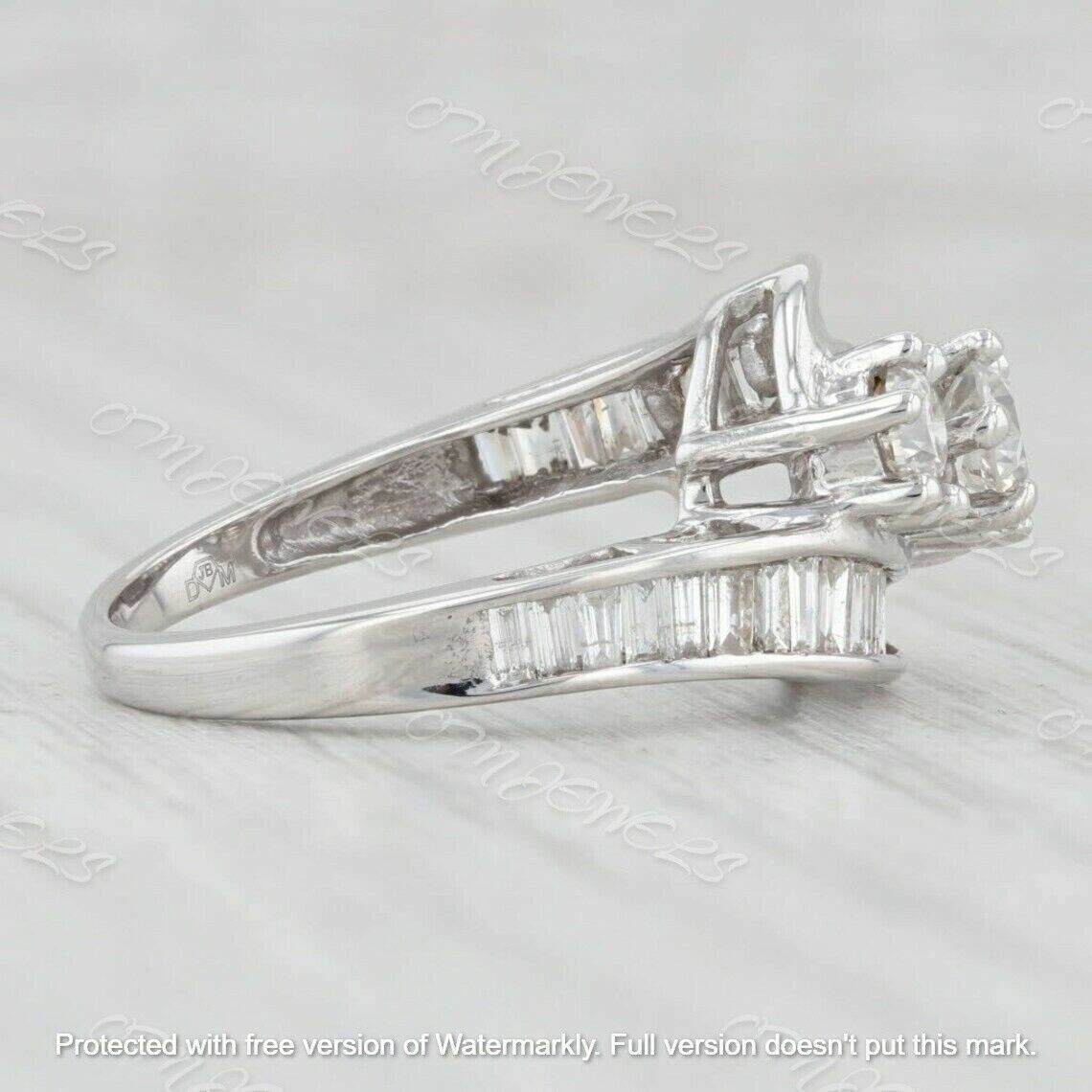 2Ct Lab-Created Diamond Solitaire With Accents Engagement Ring 14K White Gold F