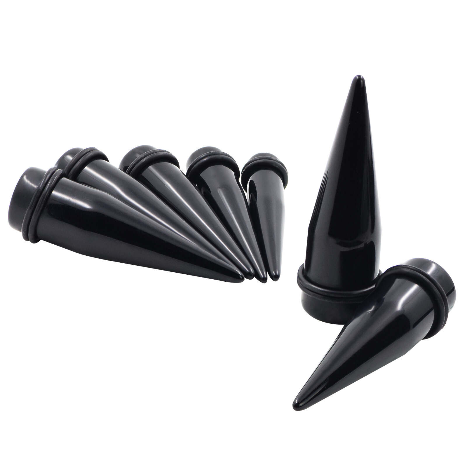24PCS LARGE SIZE Ear Stretching Kit Acrylic Taper Plugs & Thin Silicone Tunnels