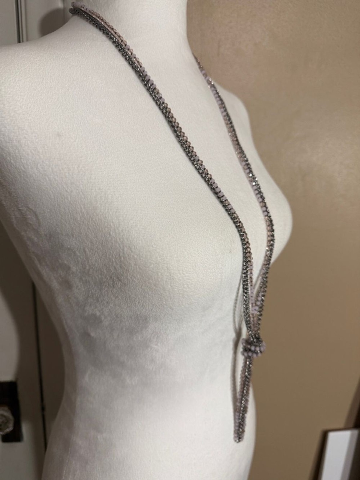 Simply Vera Wang Multi-Strand Gray and Pink Knot Pendant Necklace