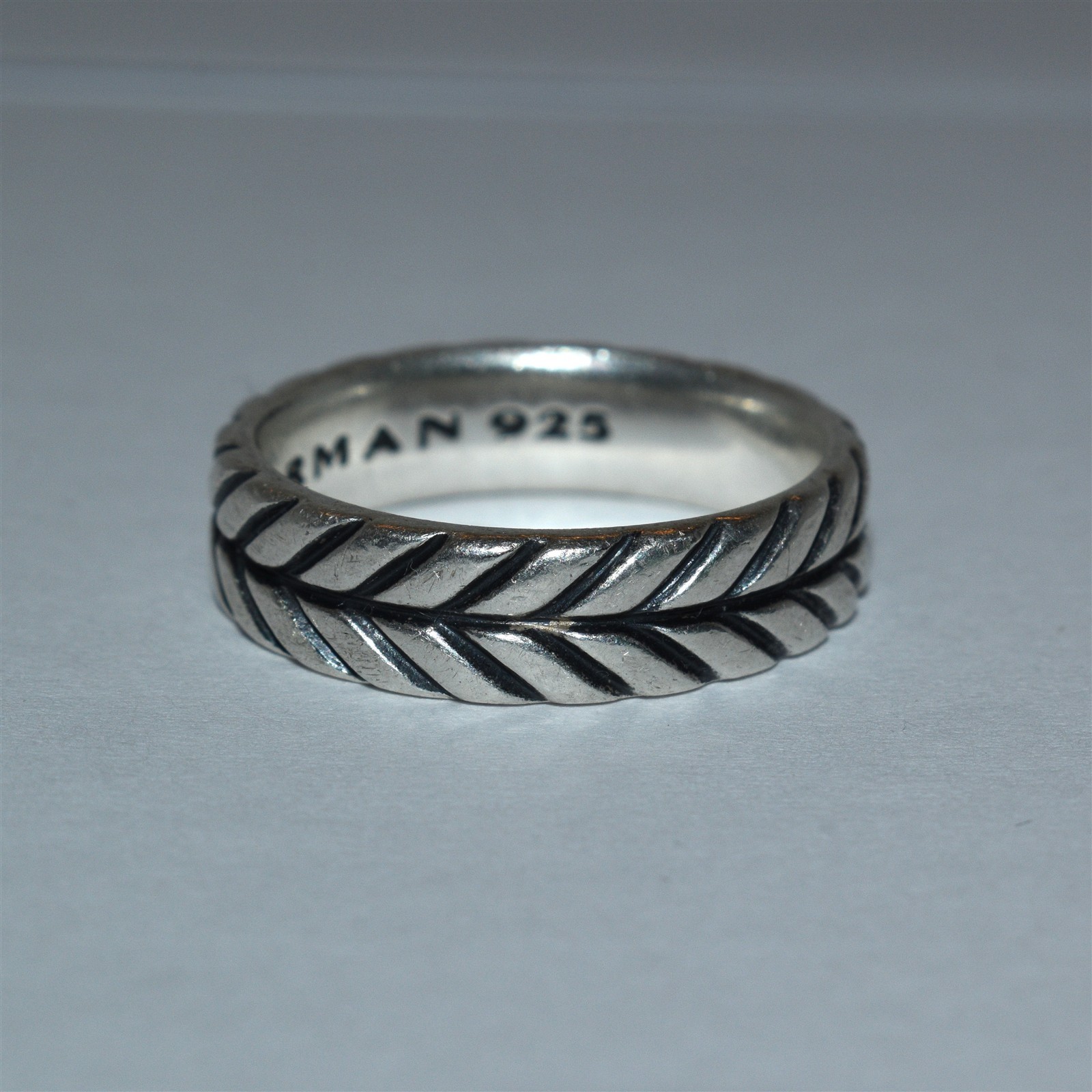 David Yurman Chevron Design 5.9mm Thick Vintage Band ~ Size 9.5 & 7.5gr