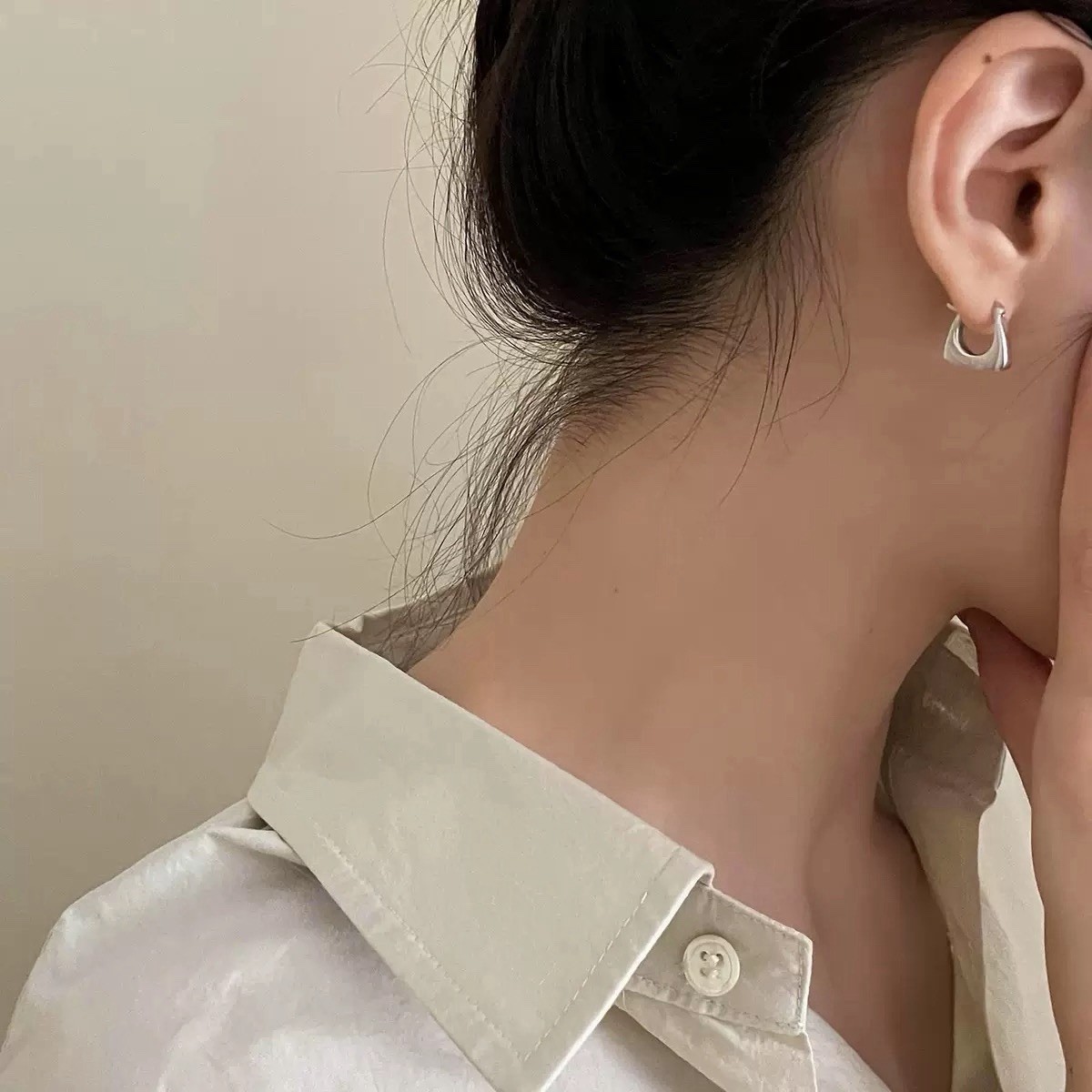 925 Silver Trapezoid Hoop Earrings Minimalist Geometric Huggie Earrings 439