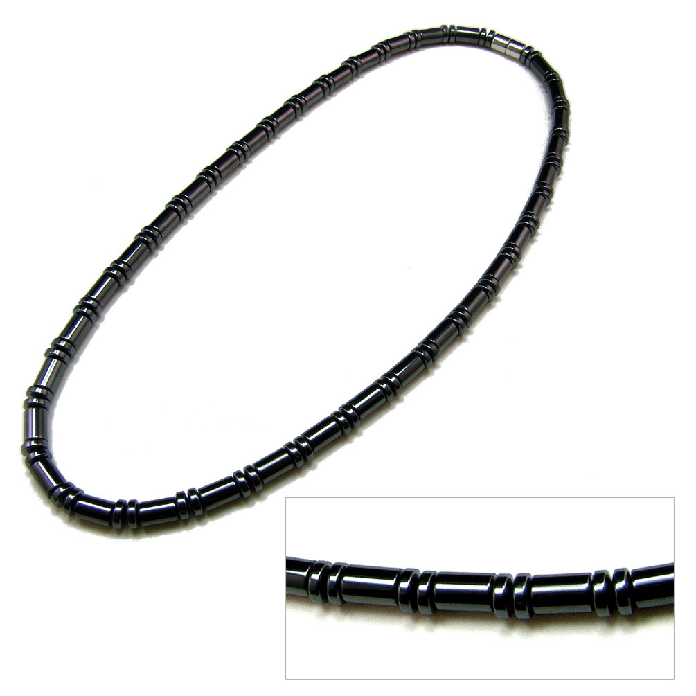 Accents Kingdom Men’s Magnetic Hematite Cylindrical Bead Necklace