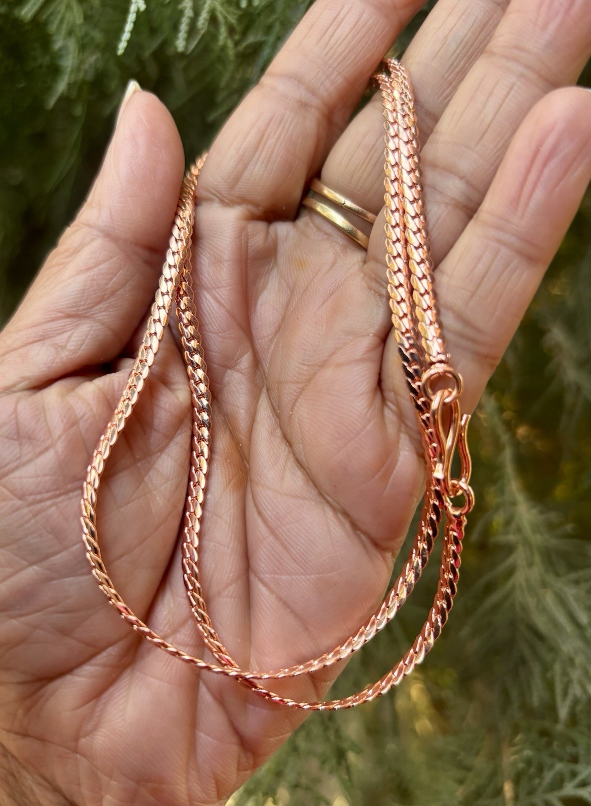 18 inch Pure Copper Flat Serpentine Chain Necklace, Healing Copper Jewelry