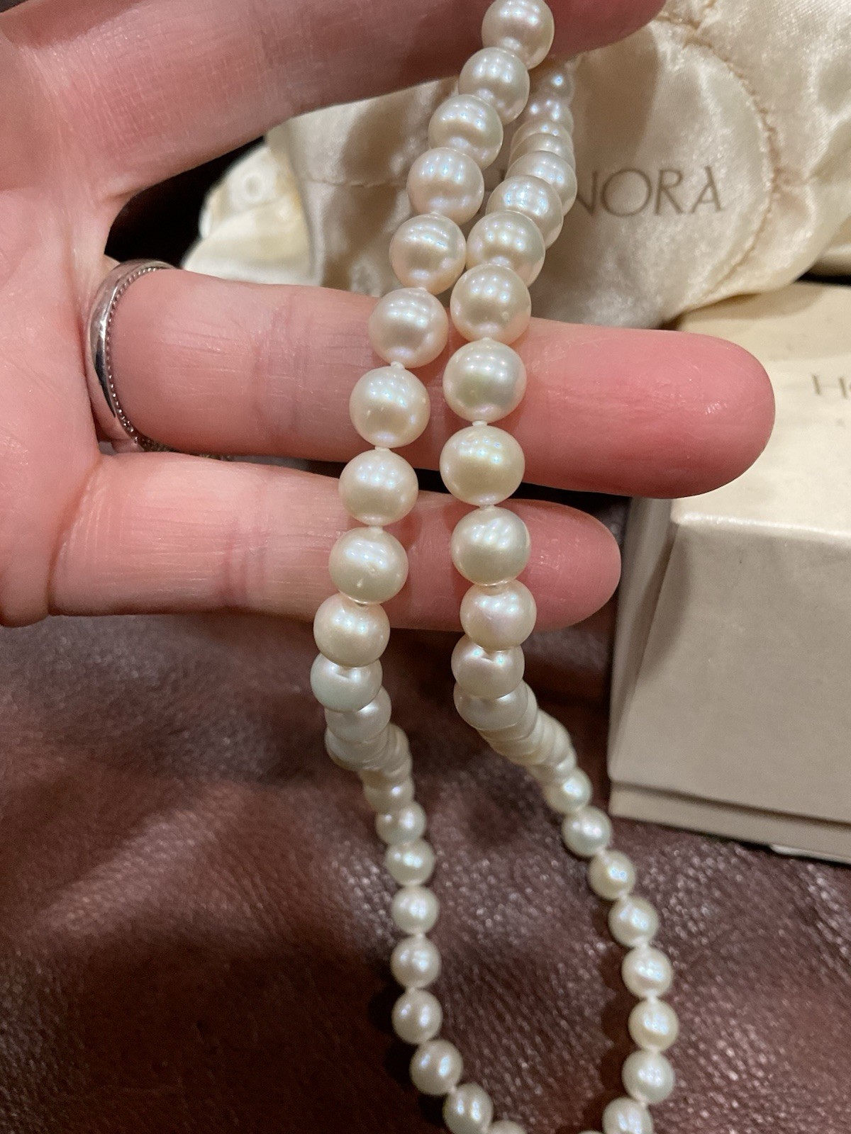 New 10k Solid Gold HONORA Genuine 18″ Strand of 7-7.5mm Cultured Pearl Necklace
