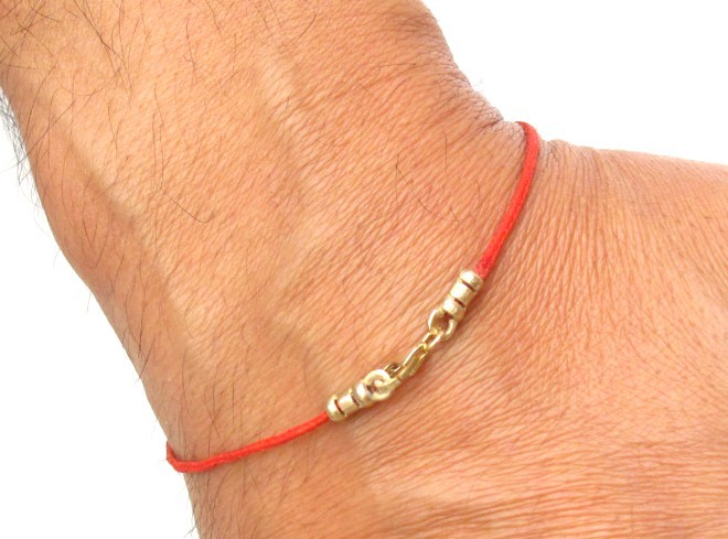 red string bracelet kabbalah 14 k solid gold original luck protection bangle new