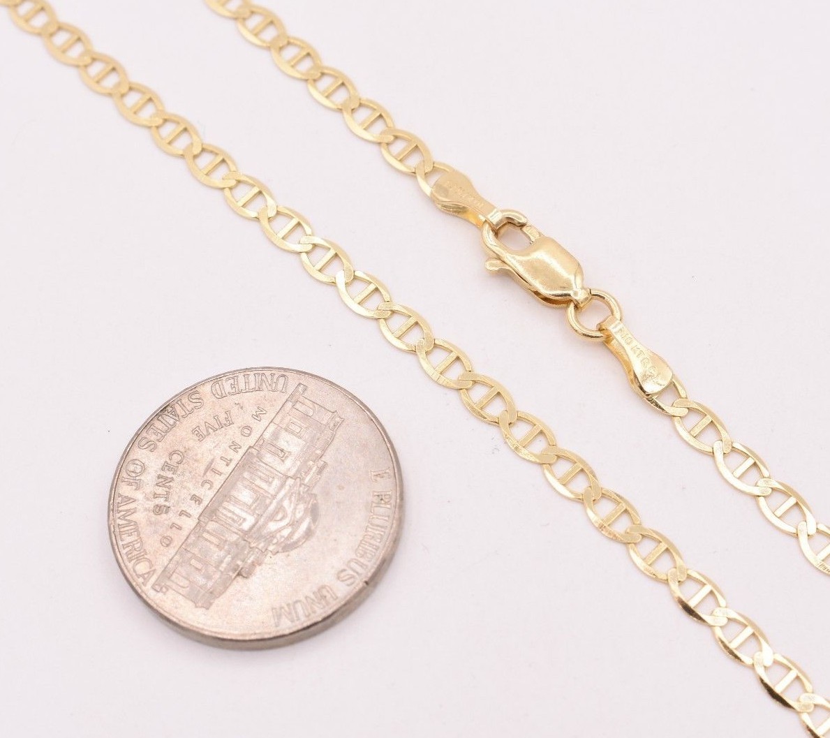 3.2mm Link Chain Necklace Real Solid 10K Yellow Gold