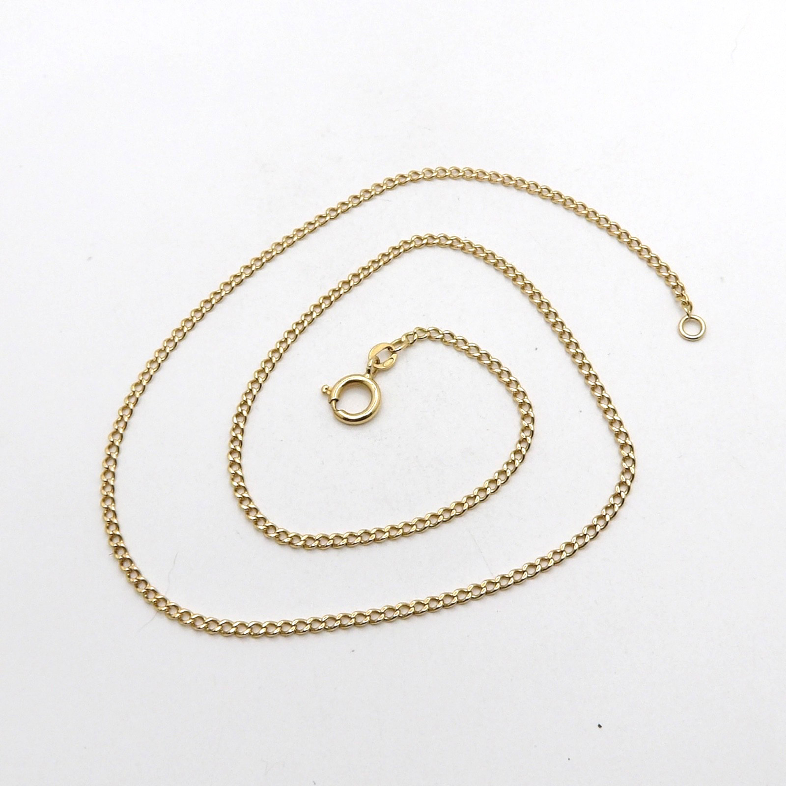 UnoAerre Solid 18k Gold Cuban Curb Link Pendant Chain Necklace 17in 2.2mm Italy