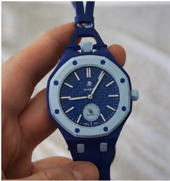 Swatch x Audemars Piguet Quartz Analog Blue Octagon Silicone Strap w/ Box